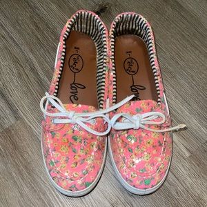 Floral flat loafers size 8/9